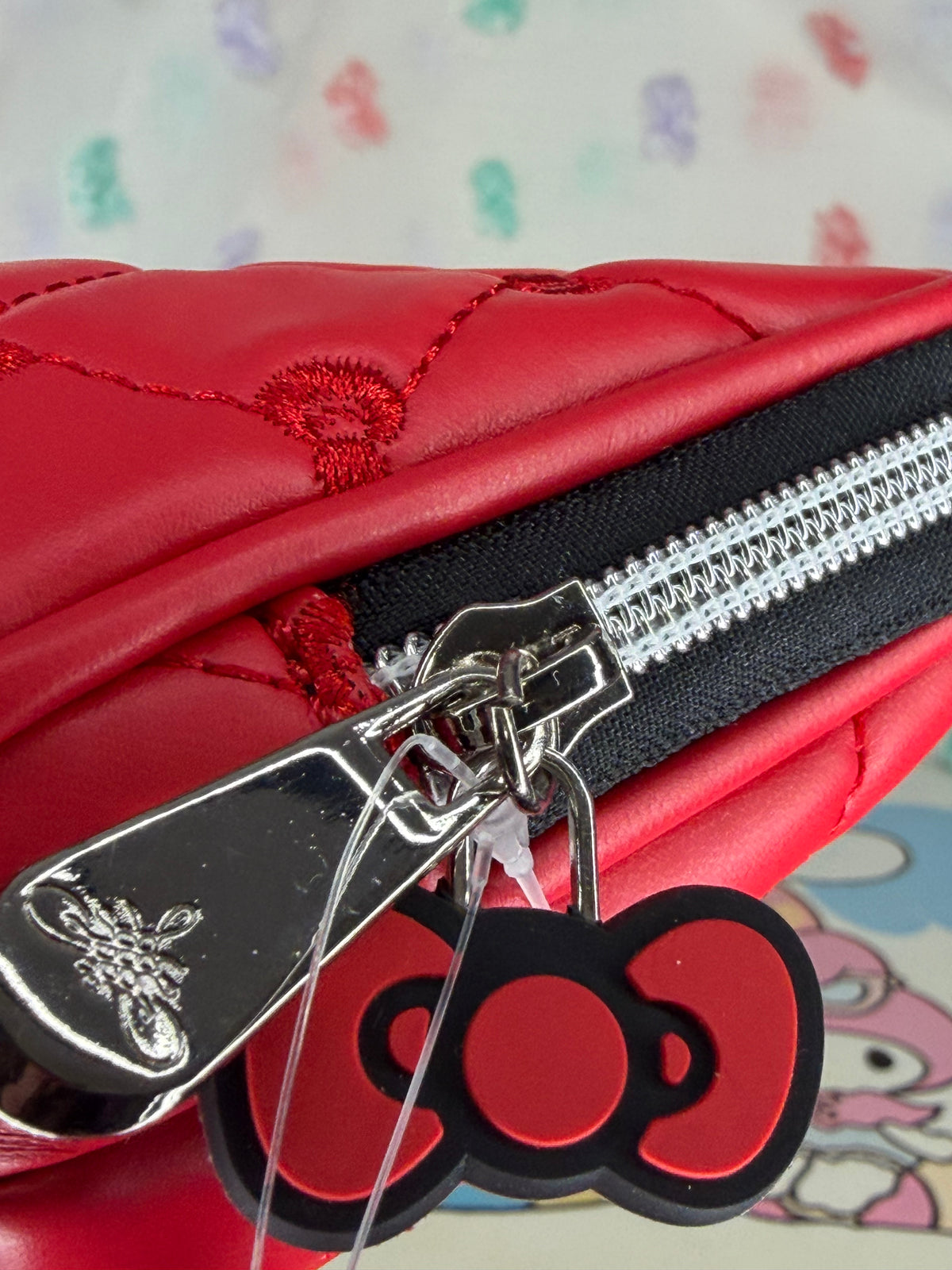 Impressions Hello Kitty Red Quilted Faux Leather Zipper Makeup Bag Cosmetic Case
