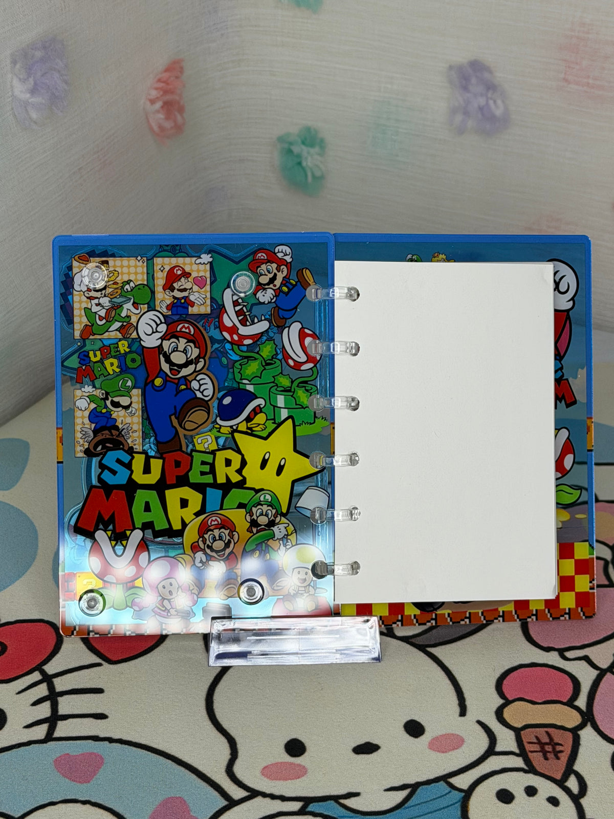 Nintendo Super Mario Bros A6 Mini Binder Shaker Notebook Blue Cover Multicolor