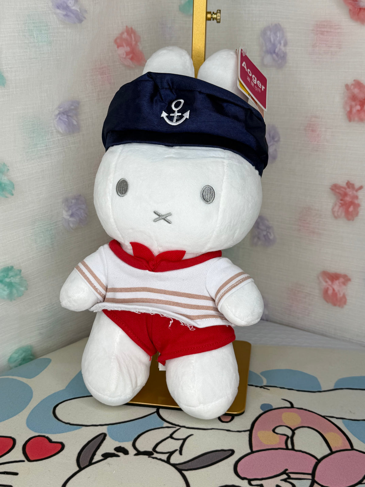 Aoger Miffy Rabbit Stuffed Animal Plush w/ Sailor Hat Outfit White Red Blue