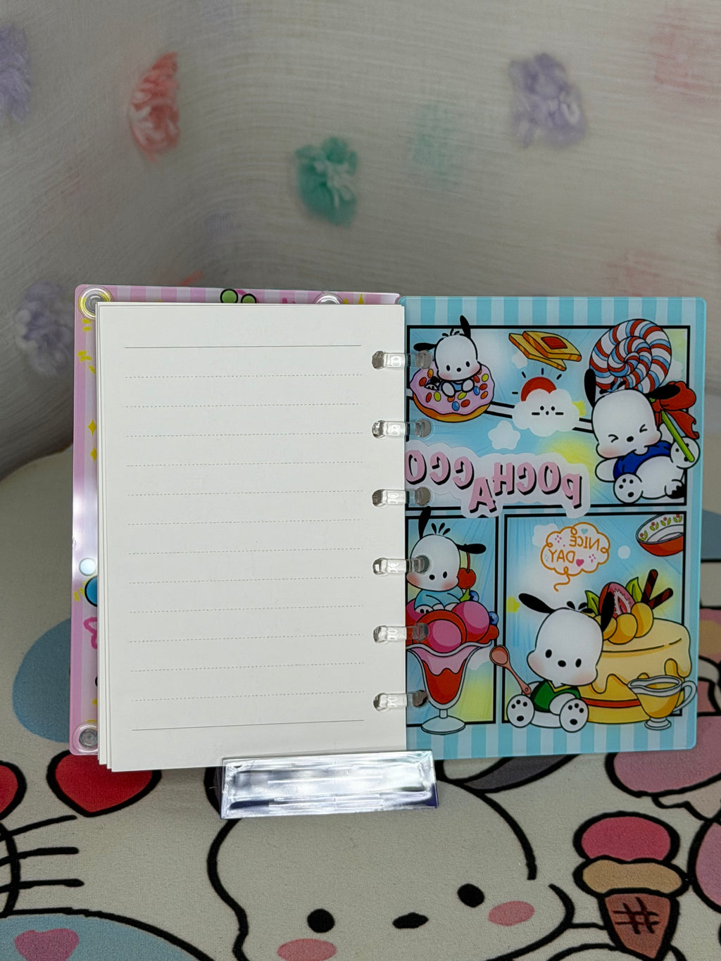 Sanrio Pochacco Illustrated Mini Ring Binder Journal Shaker Notebook
