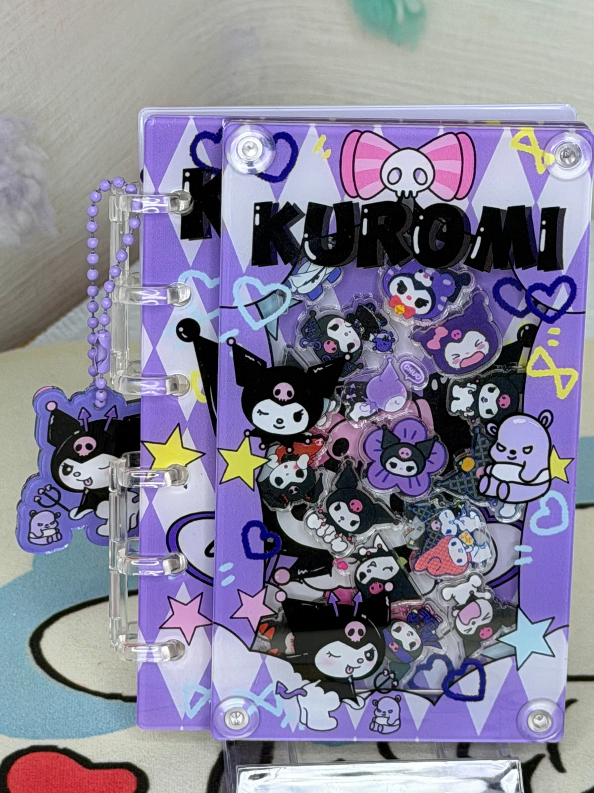 Sanrio Kuromi A6 Mini Ring Binder Lined Shaker Notebook Purple Character Charm