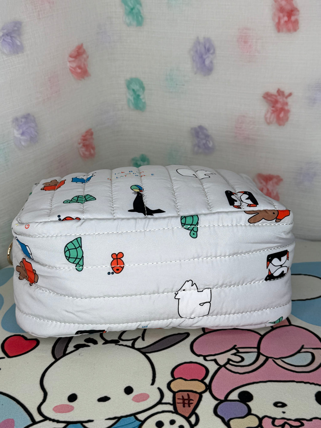 Mercis bv Miffy White Quilted Crossbody Bag Zip Red Lining Adjustable Strap