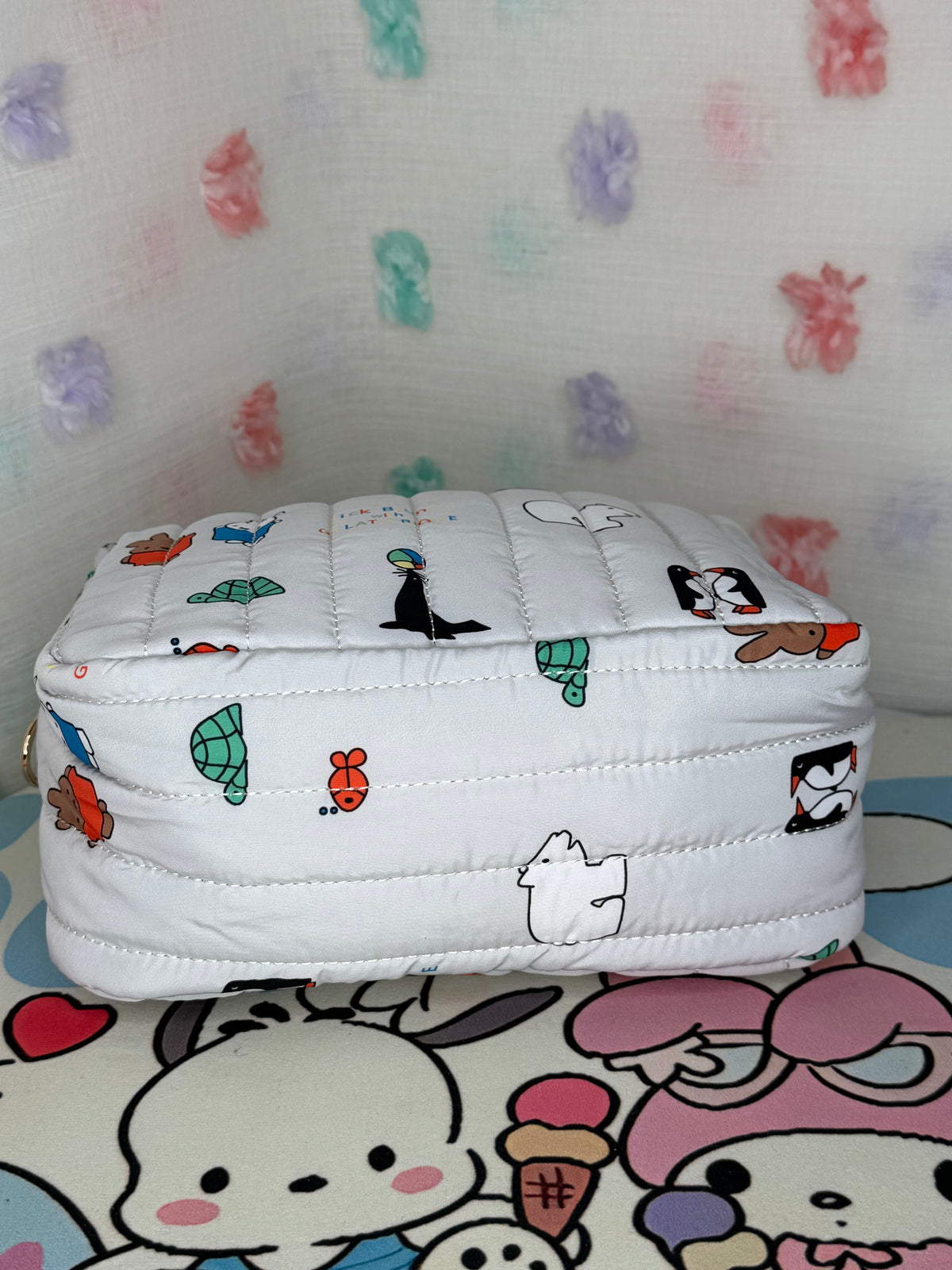 Mercis bv Miffy White Quilted Crossbody Bag Zip Red Lining Adjustable Strap