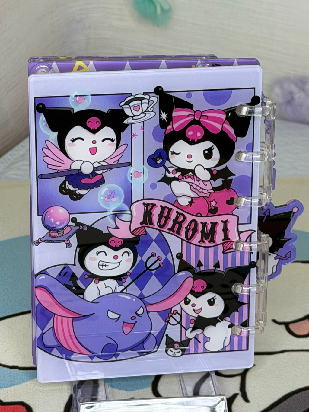 Sanrio Kuromi A6 Mini Ring Binder Lined Shaker Notebook Purple Character Charm