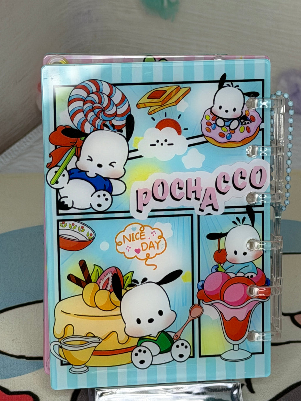 Sanrio Pochacco Illustrated Mini Ring Binder Journal Shaker Notebook
