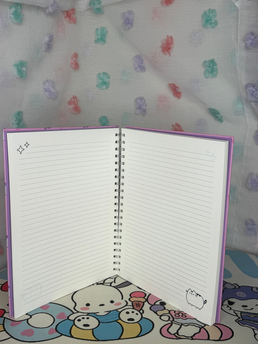 Pusheen A5 Spiral-Bound Lined Notebook Pink Hearts Cats & Kittens Theme
