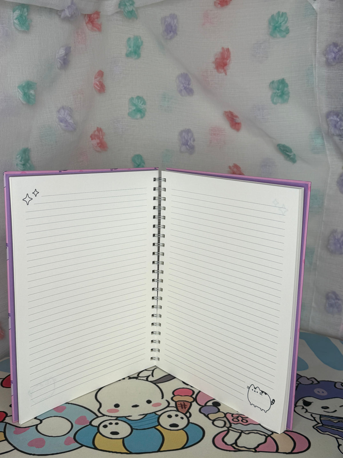 Pusheen A5 Spiral-Bound Lined Notebook Pink Hearts Cats & Kittens Theme