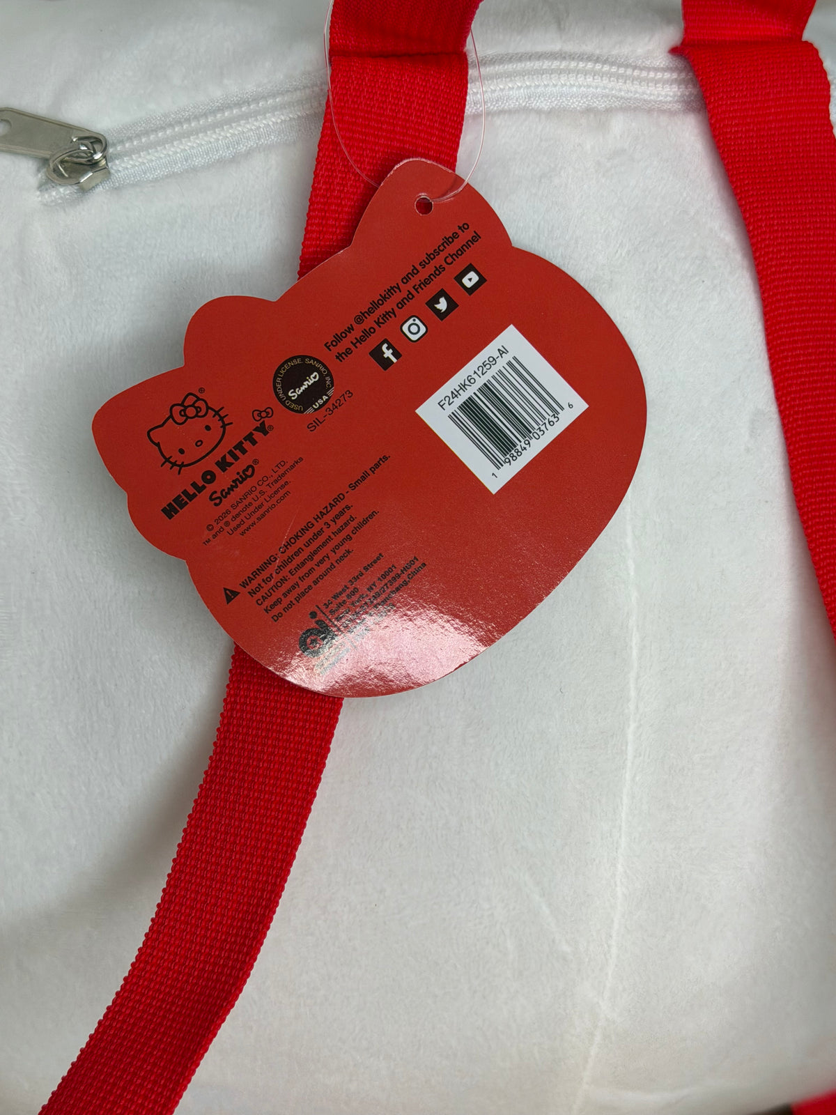 Sanrio Hello Kitty Head-Shaped Red Bow Backpack 10”x13”
