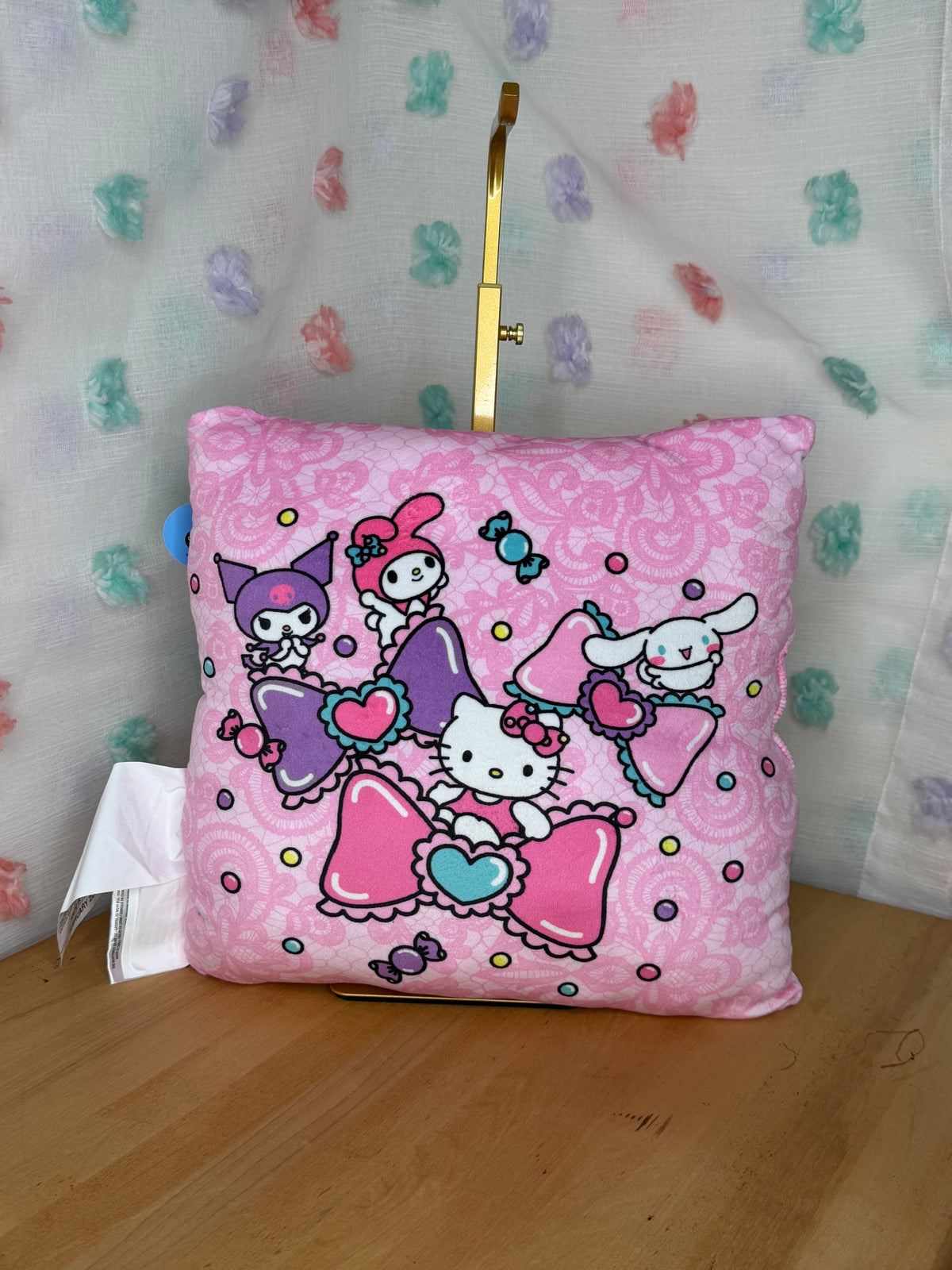 Sanrio Hello Kitty and Friends Square Throw Pillow Pink Multicolor Polyester