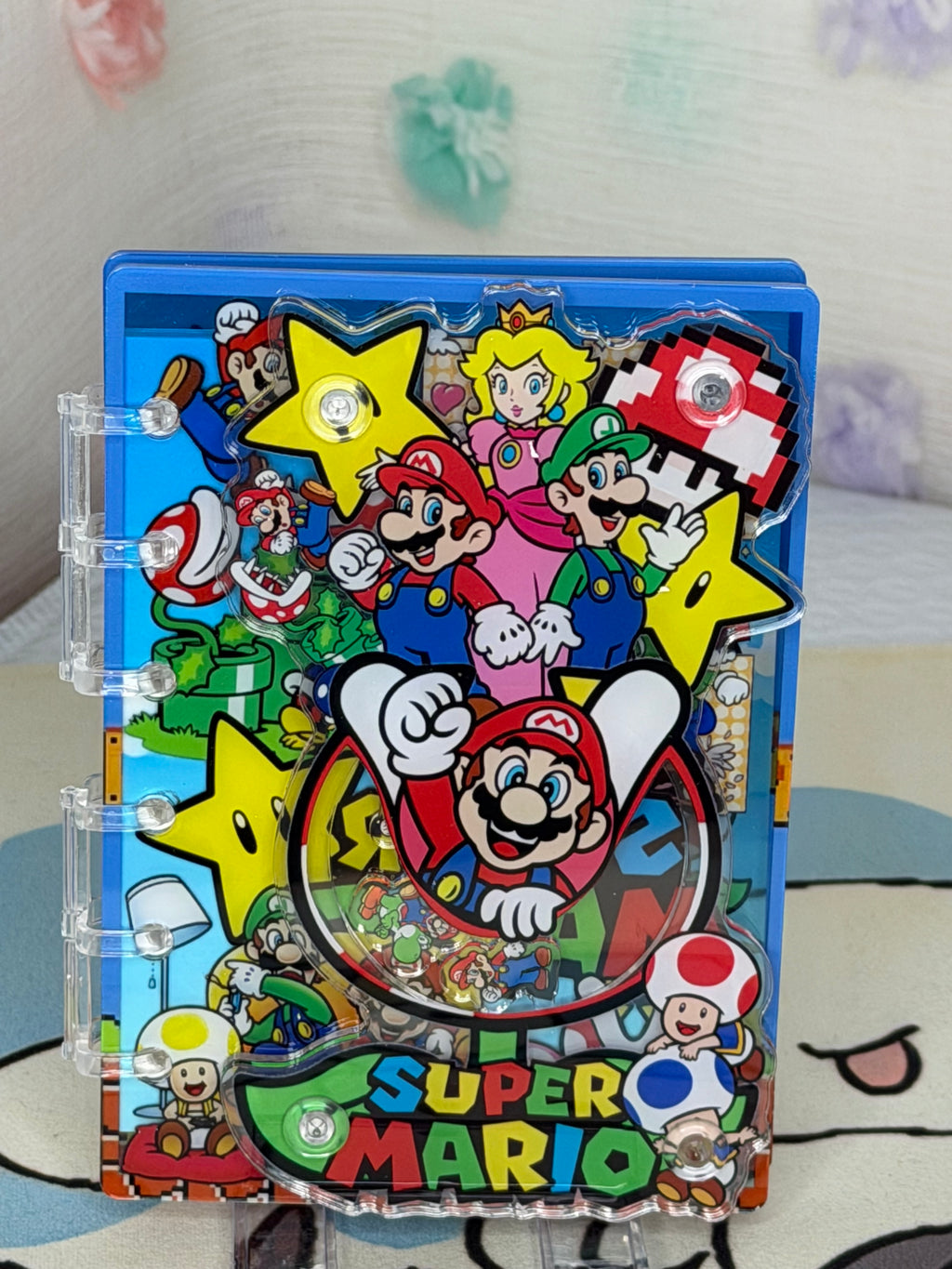 Nintendo Super Mario Bros A6 Mini Binder Shaker Notebook Blue Cover Multicolor