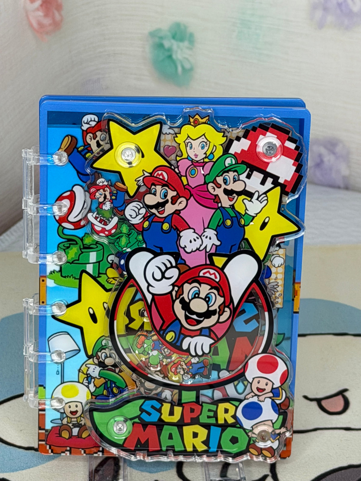 Nintendo Super Mario Bros A6 Mini Binder Shaker Notebook Blue Cover Multicolor