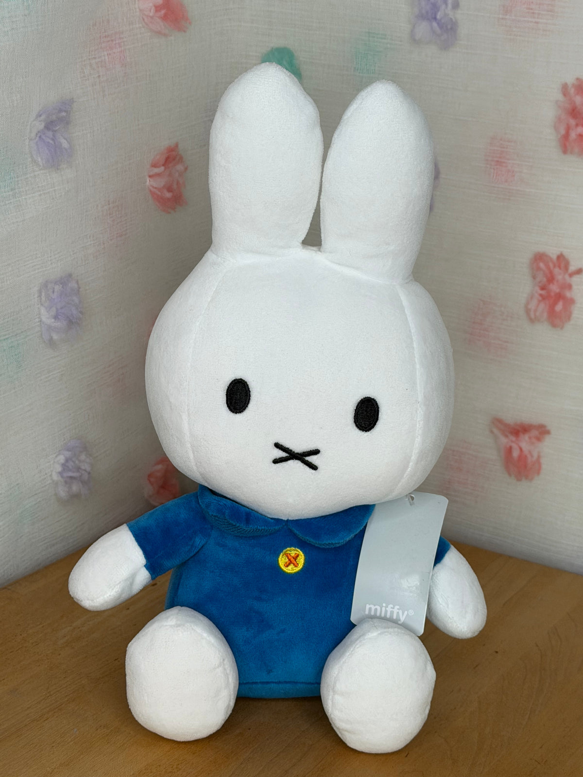 Miffy Official Plush Doll Creamy Miffy Blue Shirt 12" Rabbit Plush NWT