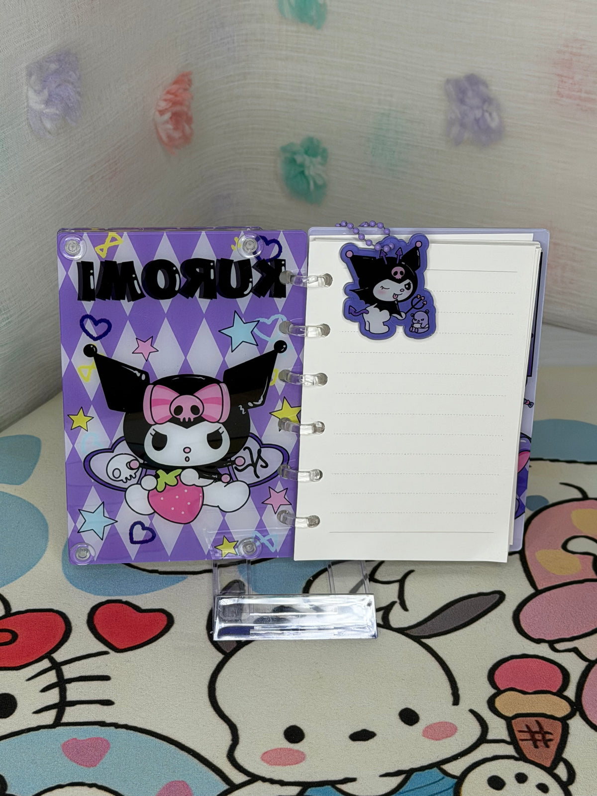 Sanrio Kuromi A6 Mini Ring Binder Lined Shaker Notebook Purple Character Charm