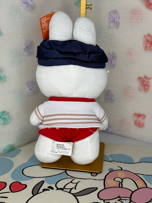 Aoger Miffy Rabbit Stuffed Animal Plush w/ Sailor Hat Outfit White Red Blue