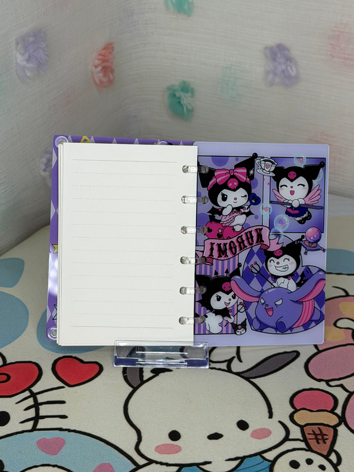 Sanrio Kuromi A6 Mini Ring Binder Lined Shaker Notebook Purple Character Charm