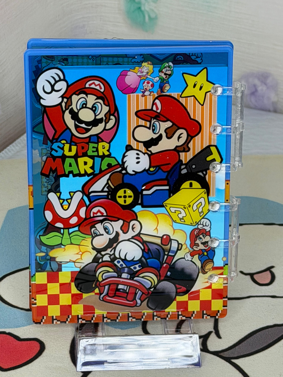 Nintendo Super Mario Bros A6 Mini Binder Shaker Notebook Blue Cover Multicolor