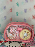 Impressions Hello Kitty Pink Clear 3 Piece Makeup Bag Set Pouch Coin Purse